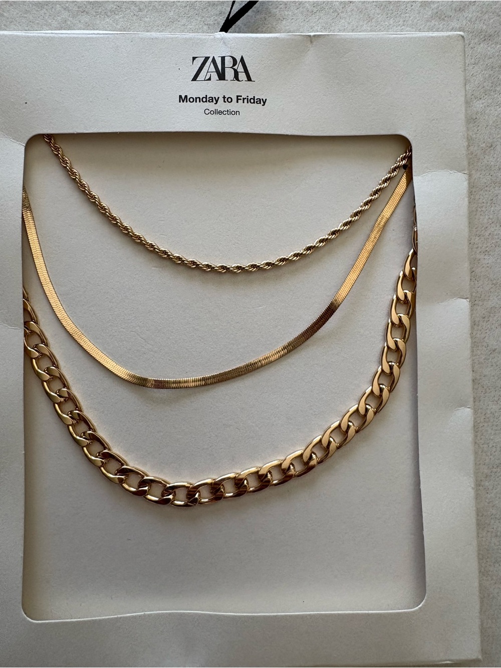 ZARA Gold-Tone Triple Layer Necklace Set